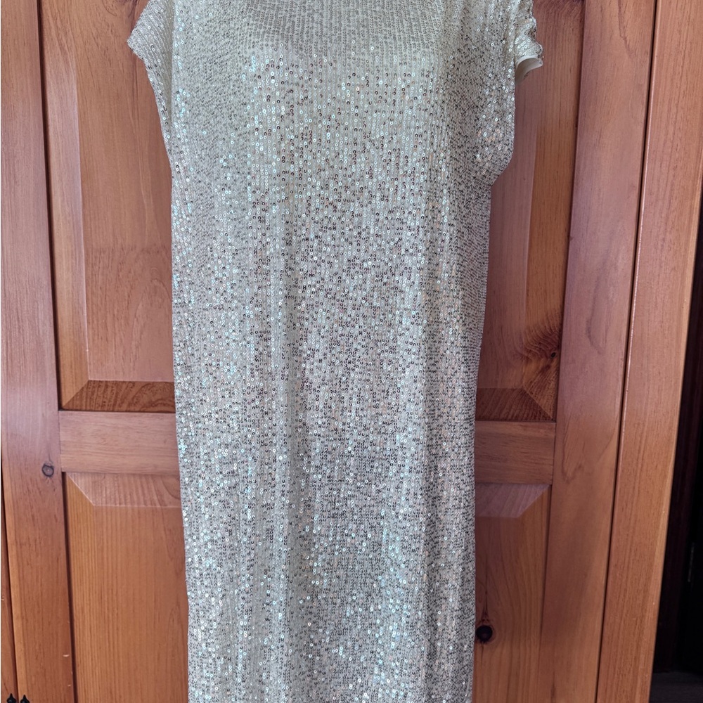 Mystree Shimmering Gold Midi Dress